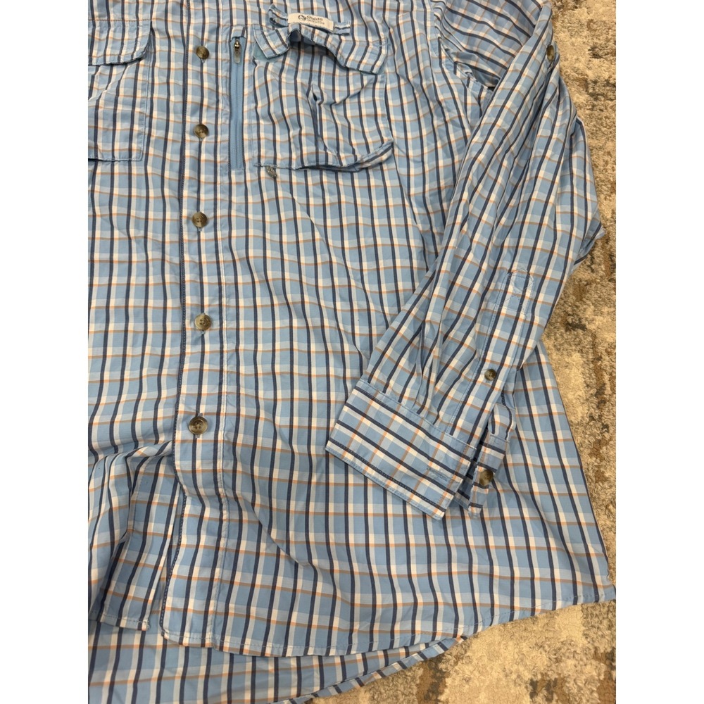Gander Mountain Guide Series Mens XL Blue Plaid Fishing Shirt Long Sleeve Vented - Picture 2 of 10